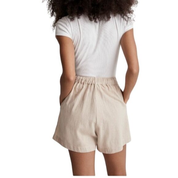 Madewell Clean Pull-On Shorts Linen/Cotton Natural Undyed XL Womens NJ683 - Picture 2 of 6